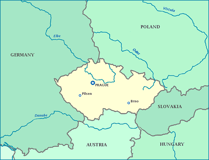 Map of the Czech Republic—Czech Republic map showing cities, rivers